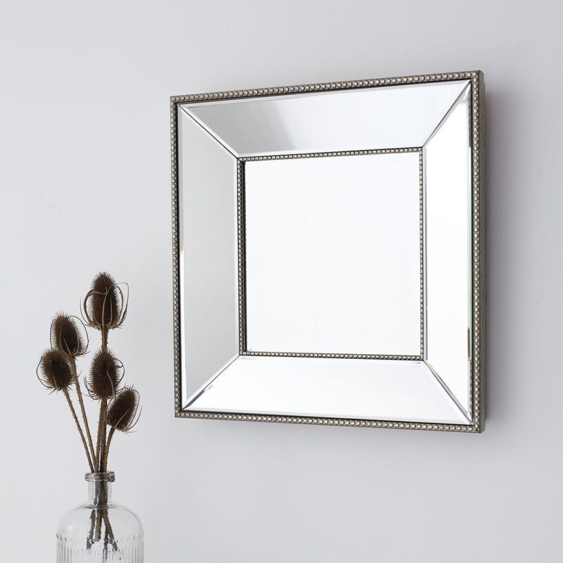 Most Up To Date Squared Corner Rectangular Wall Mirrors With Small Beaded Square Wall Mirror – Primrose & Plum (View 4 of 15)