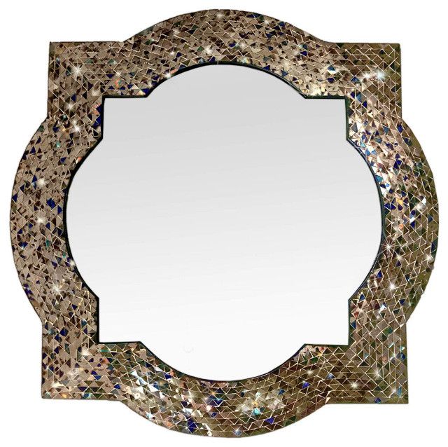 Newest Bronze Quatrefoil Wall Mirrors Within Andalusian Quatrefoil Mirror, Lindaraja Designer Mosaic Glass Framed (View 1 of 15)