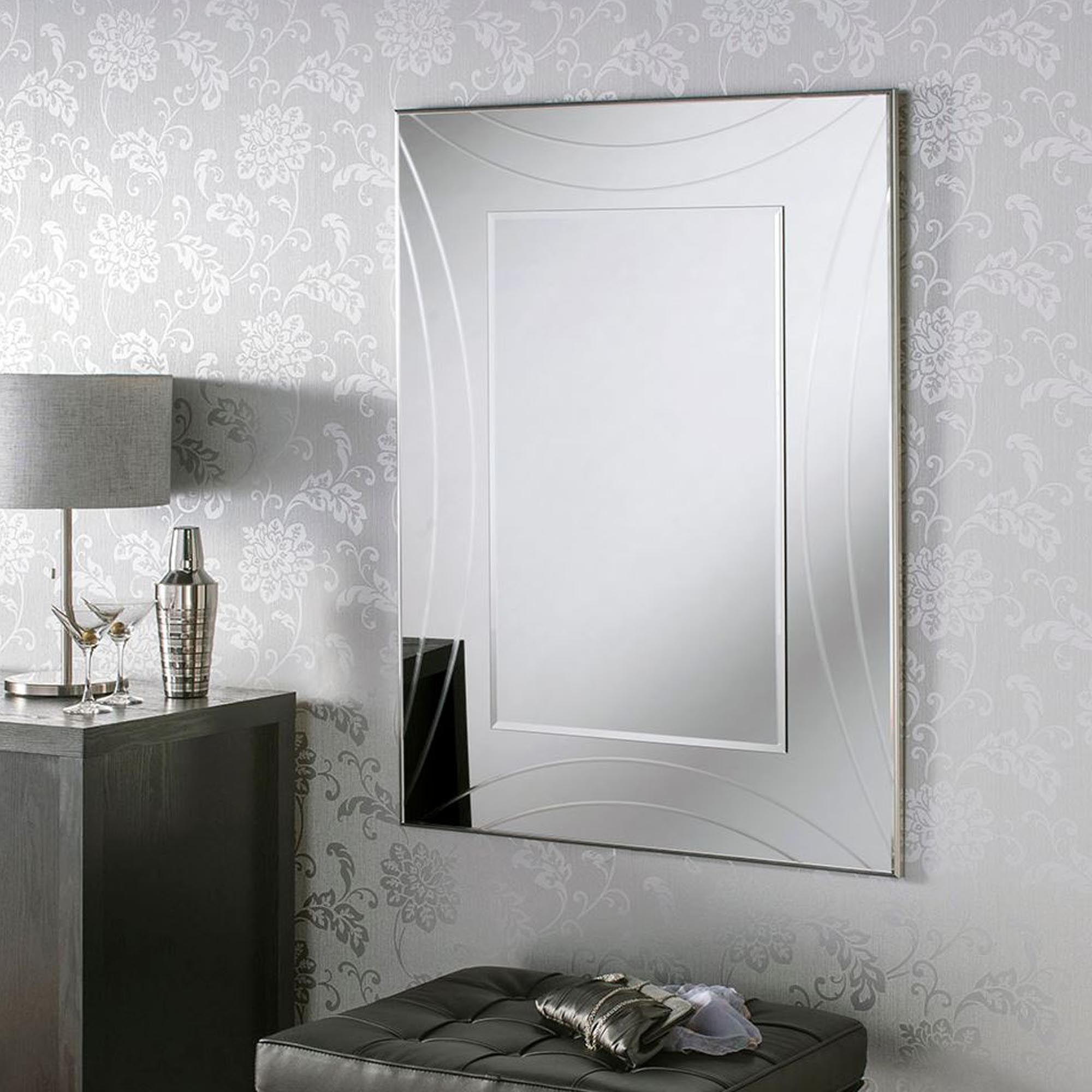 Newest Contemporary Silver Rectangular Wall Mirror (View 13 of 15)