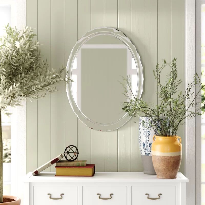 Newest Crown Frameless Beveled Wall Mirrors In Kempton Contemporary Beveled Frameless Wall Mirror Reviews (View 3 of 15)