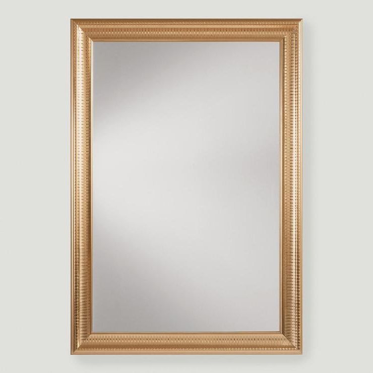 Newest Gold Metal Framed Rectangular Mirror Regarding Brushed Gold Rectangular Framed Wall Mirrors (View 3 of 15)