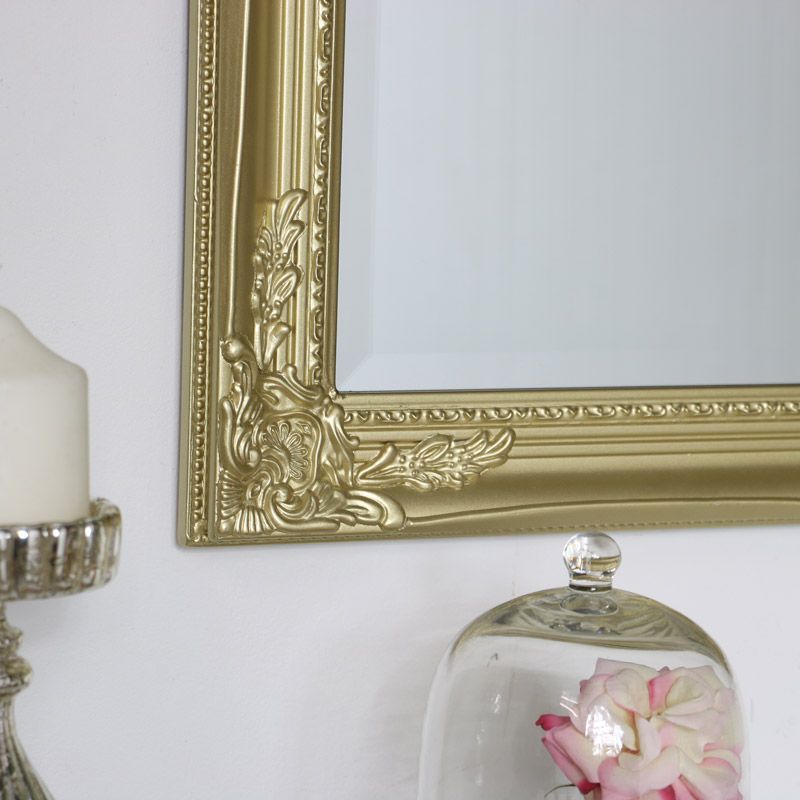 Newest Gold Square Oversized Wall Mirrors With Regard To Large Ornate Gold Wall Mirror 82cm X 62cm (View 8 of 15)