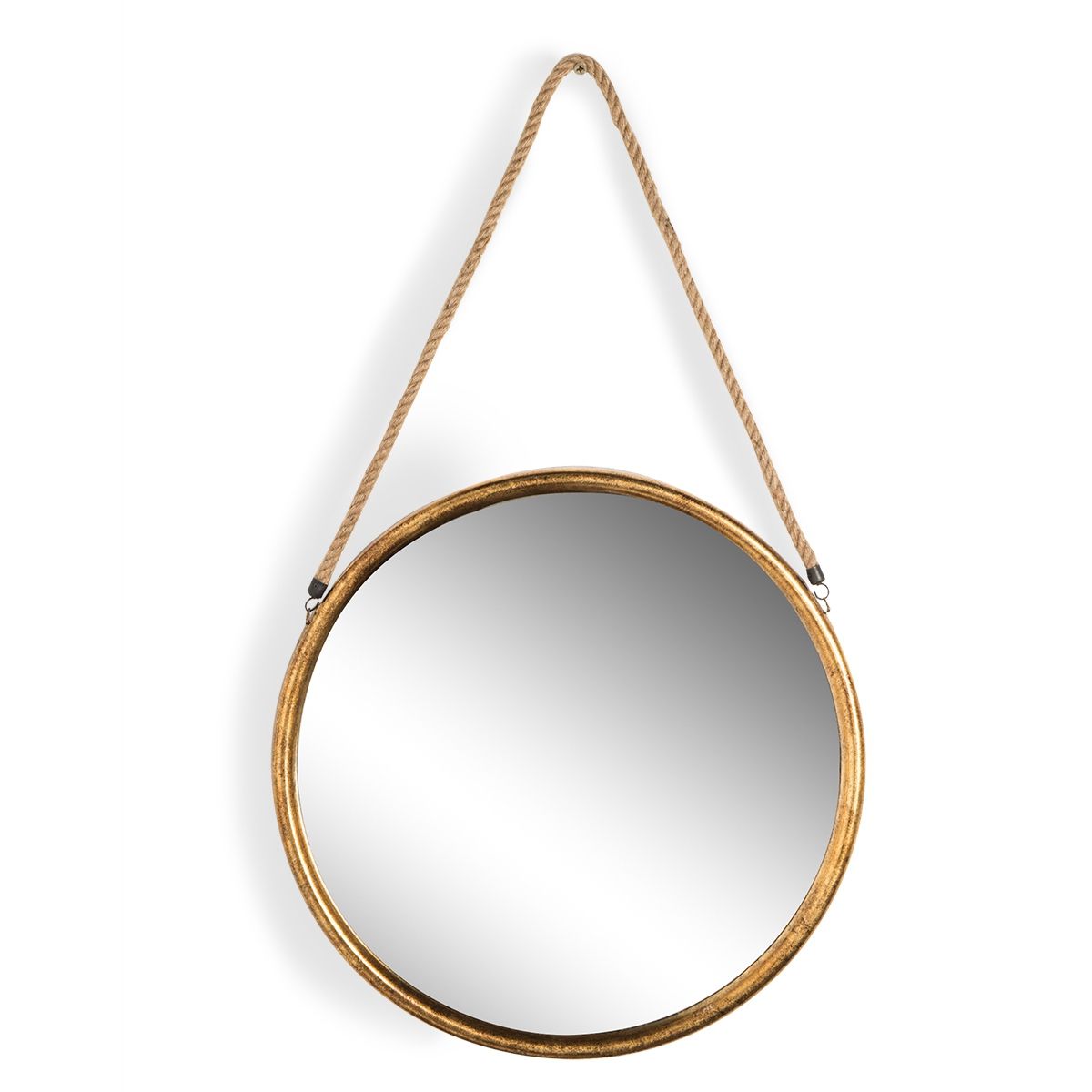 Newest Large Round Gold Metal Mirror On Hanging Rope Uk Intended For Round Metal Luxe Gold Wall Mirrors (View 4 of 15)