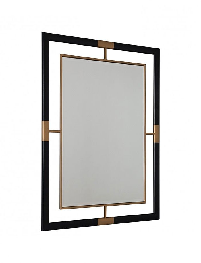 Newest Marion Rectangular Wall Mirror With Metal Frame In Black And Gold Regarding Brushed Gold Rectangular Framed Wall Mirrors (View 4 of 15)