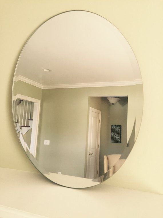 Newest Oval Beveled Frameless Wall Mirrors Regarding Oval Beveled Mirror Frameless 24 Inch (View 12 of 15)