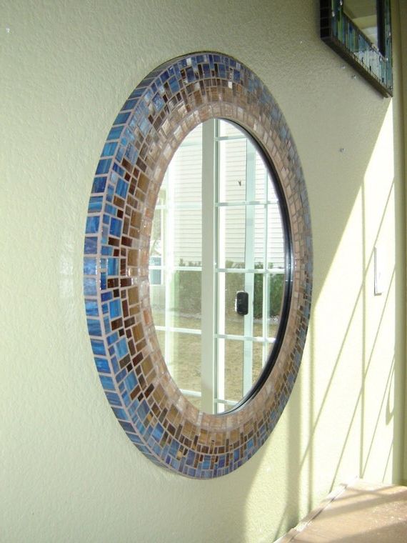 Newest Tropical Blue Wall Mirrors Inside Mosaic Wall Mirror Blue & Brown (View 13 of 15)