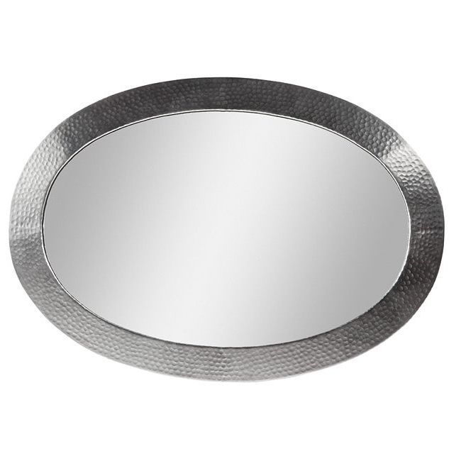 Nickel Framed Oval Wall Mirrors Regarding 2020 Shop Satin Nickel Hammered Copper Oval Mirror – Free Shipping Today (View 8 of 15)