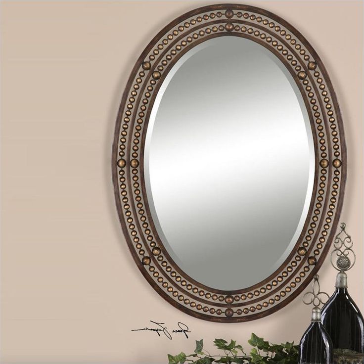 Oil Rubbed Bronze Finish Oval Wall Mirrors With Regard To Popular Matney Mirror In Distressed Oil Rubbed Bronze –  (View 2 of 15)