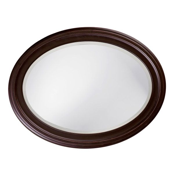 Oil Rubbed Bronze Oval Wall Mirrors With Most Current Oval Oil Rubbed Bronze Mirror With Wooden Grooves Frame — Pier  (View 10 of 15)