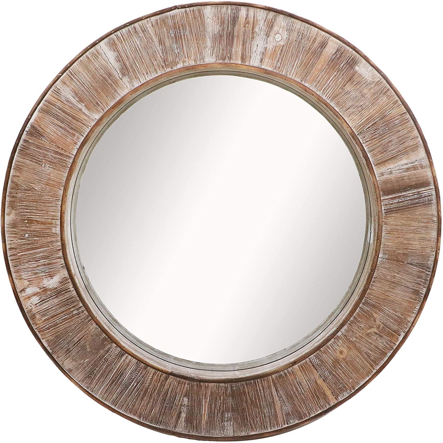 Organic Natural Wood Round Wall Mirrors Throughout Most Popular Barnyard Designs Round Decorative Wall Hanging Mirror Large Wooden (View 11 of 15)