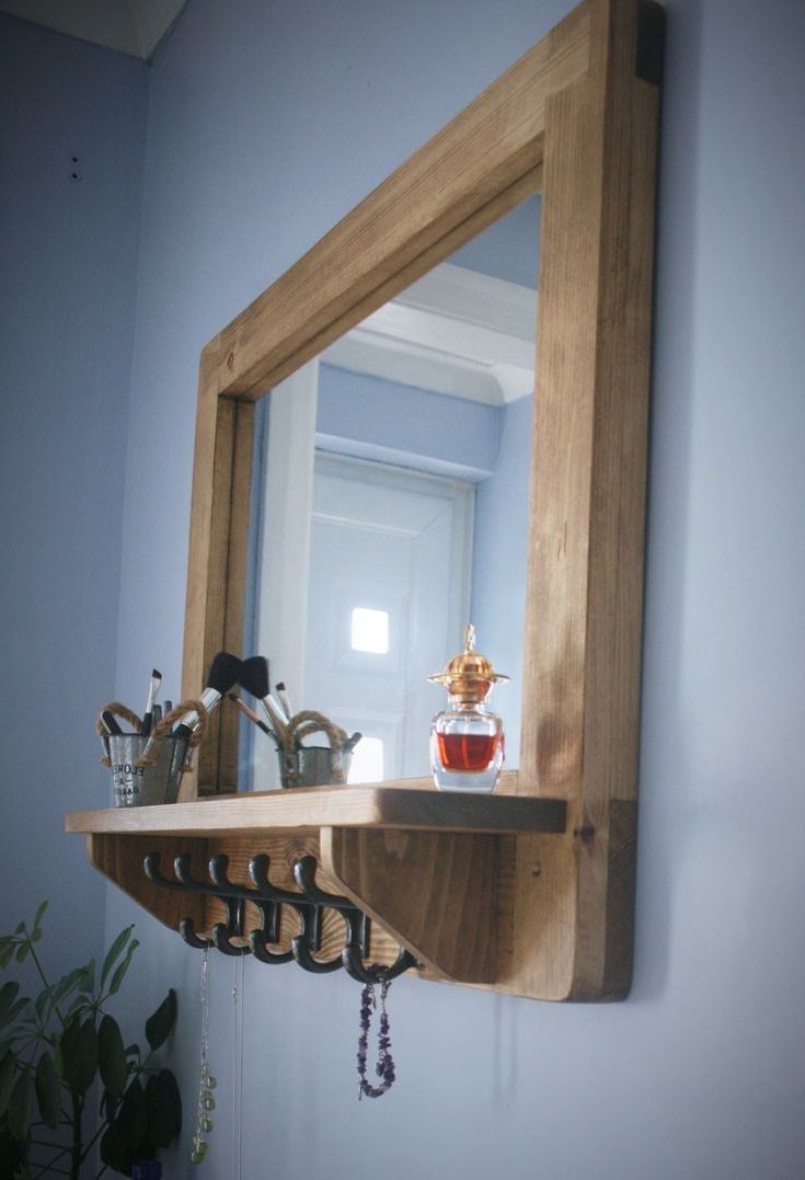 Our Custom Handmade Modern Rustic Mirror Has A Thick Reclaimed Wood Intended For Most Recently Released Rustic Getaway Wood Wall Mirrors (View 11 of 15)