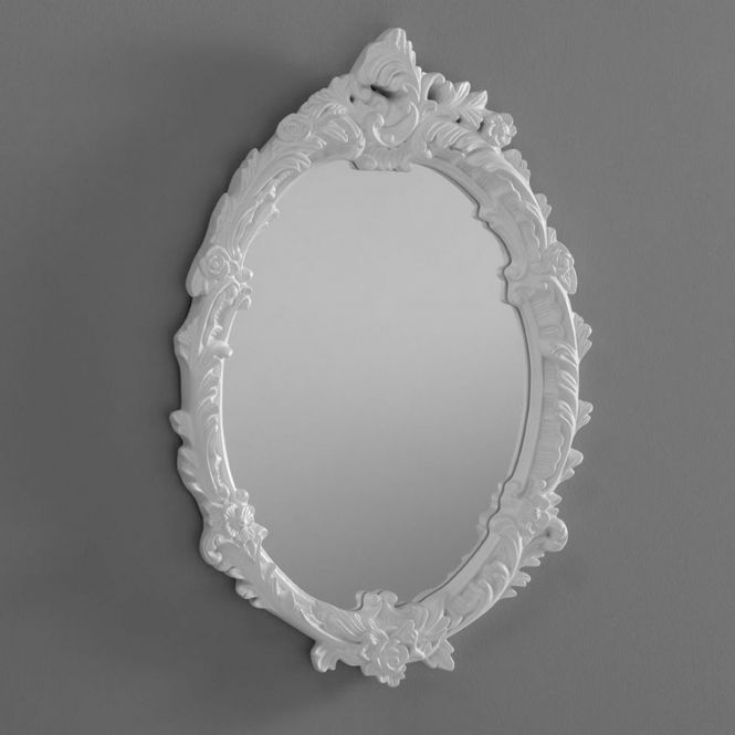 Oval Wide Lip Wall Mirrors Regarding 2019 Antique French Style Oval White Ornate Wall Mirror (View 11 of 15)