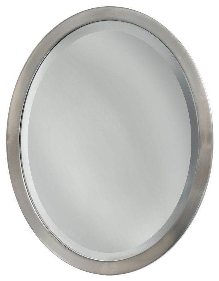 Pacific Oval Mirror, Brushed Nickel, 23"x29" – Transitional – Bathroom Inside 2020 Polished Nickel Oval Wall Mirrors (View 12 of 15)