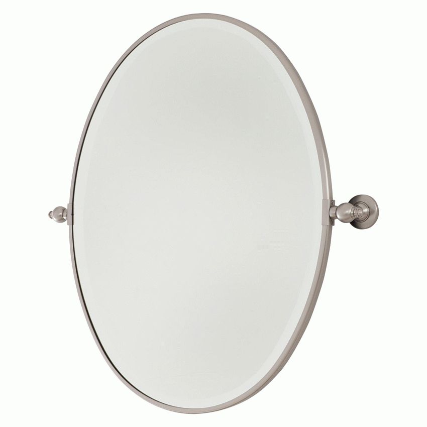 Polished Nickel Oval Wall Mirrors Pertaining To Favorite 24 1/2 Inch Brushed Nickel Oval Pivoting Mirror (View 1 of 15)