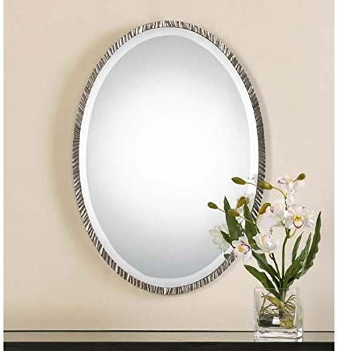 Polished Nickel Oval Wall Mirrors Throughout 2019 Zinc Decor Textured Metal Polished Silver Nickel Oval Wall Mirror  (View 14 of 15)