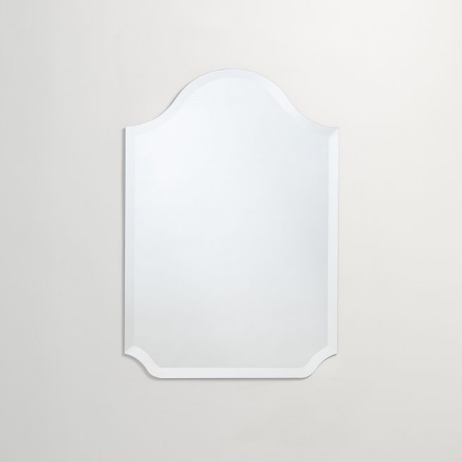 Polygonal Scalloped Frameless Wall Mirrors Pertaining To Best And Newest Frameless Beveled Scalloped Bell Top Mirror – Better Bevel (View 1 of 15)