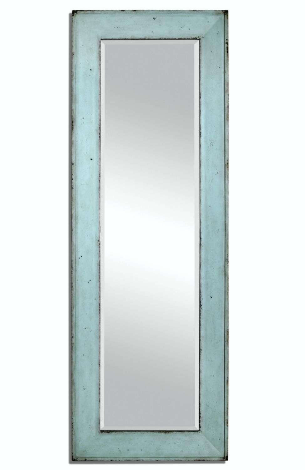 Preferred 75" Beveled Rectangular Wall Mirror With Light Blue Distressed Pine Regarding Tropical Blue Wall Mirrors (View 6 of 15)
