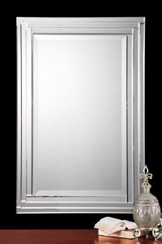 Preferred Amazon: Dazzling Layered Glass Frame Frameless Wall Mirror: Kitchen Intended For Cut Corner Frameless Beveled Wall Mirrors (View 8 of 15)