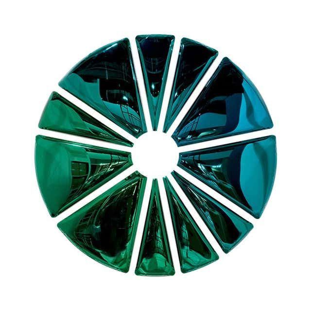 Preferred Emerald Cut Wall Mirrors Inside Nucleus 300 Polished Gradient Of Emerald And Sapphire Color Stainless (View 13 of 15)