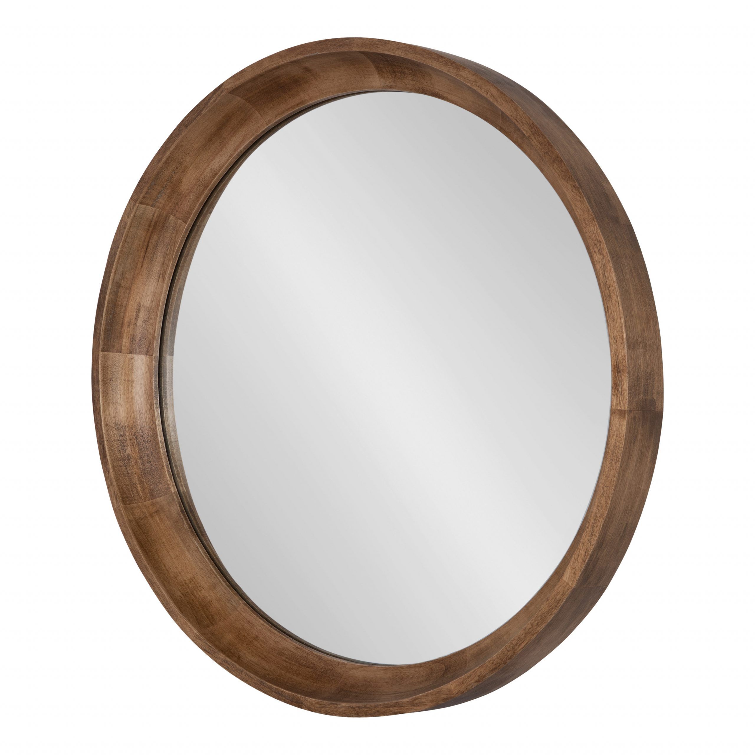 Preferred Kate And Laurel Colfax Round Wood Mirror, 22" Diameter, Natural Wood Throughout Wood Rounded Side Rectangular Wall Mirrors (View 1 of 15)