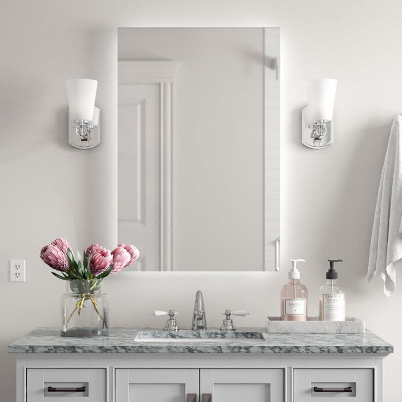 Preferred Orren Ellis Kearsarge Frameless Lighted Bathroom / Vanity Mirror (View 8 of 15)