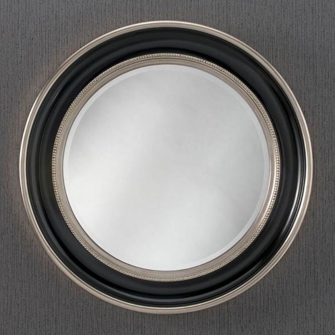 Preferred Silver Rounded Cut Edge Wall Mirrors Regarding Round Black & Silver Contemporary Wall Mirror (View 12 of 15)