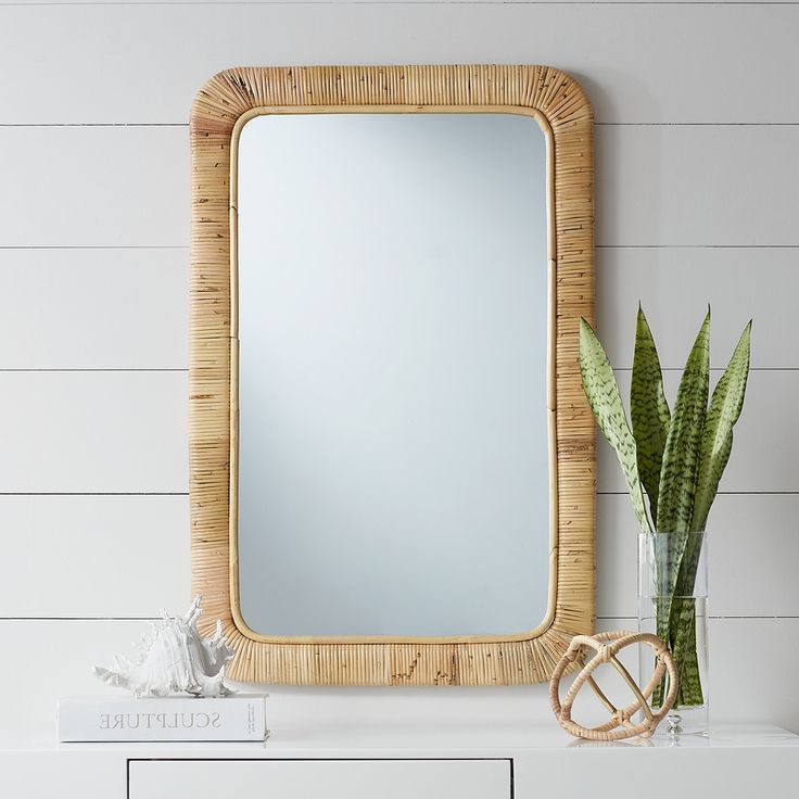 Rattan Wrapped Wall Mirrors Inside Popular Westby 24" X 36" Rattan Wrapped Wall Mirror – Style # 75n25 – Lamps (View 4 of 15)