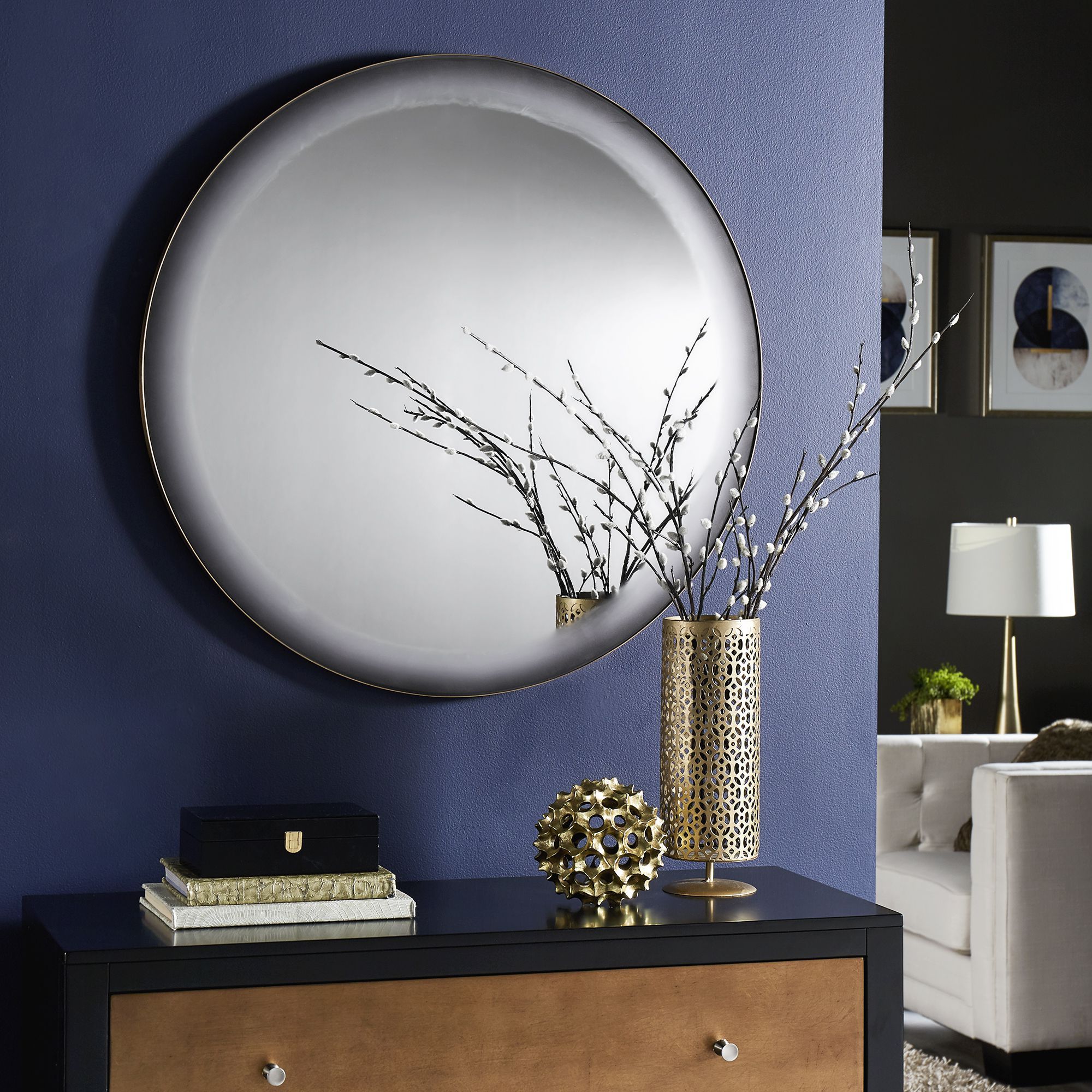 Recent Grey Frosted Edge Round Wall Mirror – Inspire Q Home Throughout Smoke Edge Wall Mirrors (View 9 of 15)