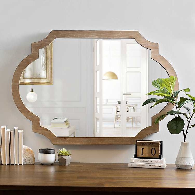Recent Polygonal Scalloped Frameless Wall Mirrors In Natural Wood Scalloped Mirror (View 4 of 15)