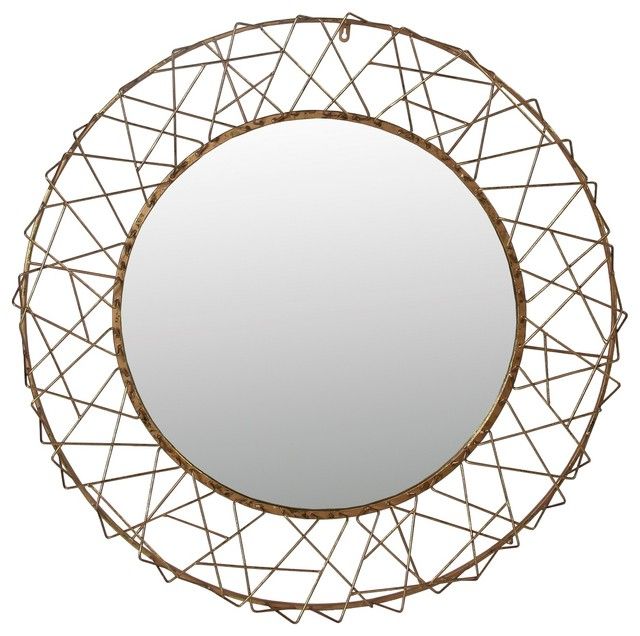 Recent Round Beaded Trim Wall Mirrors For Round Metal Framed Mirror Beveled, Gold Finish 36" – Eclectic – Wall (View 4 of 15)