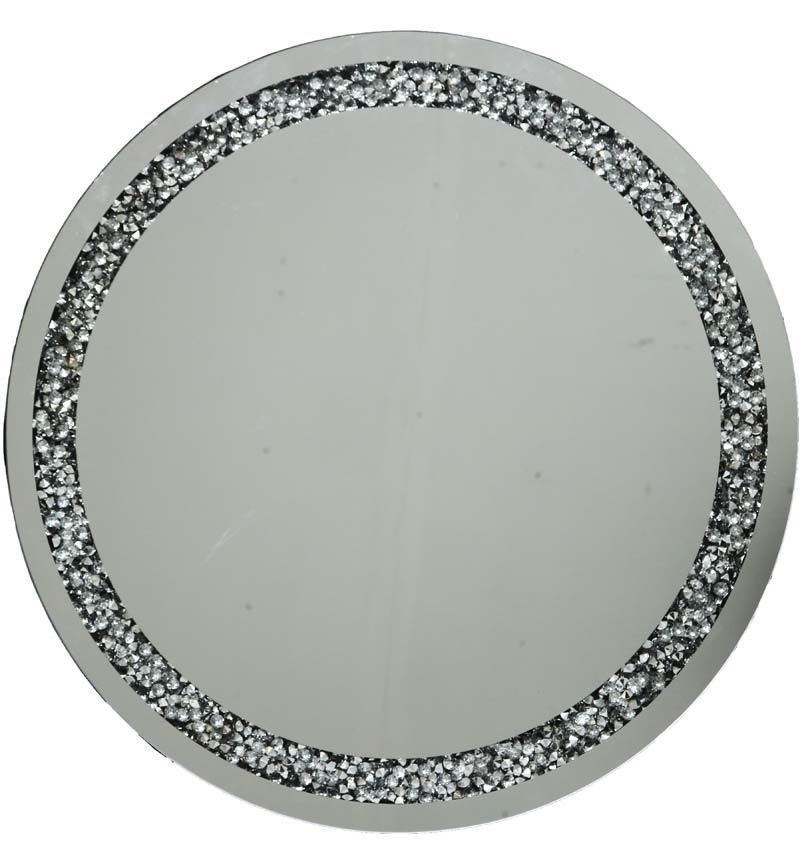Round Beaded Trim Wall Mirrors For Most Recent Large Gatsby Silver Round Wall Mirror Diamond Crystals Edging 70cm (View 12 of 15)