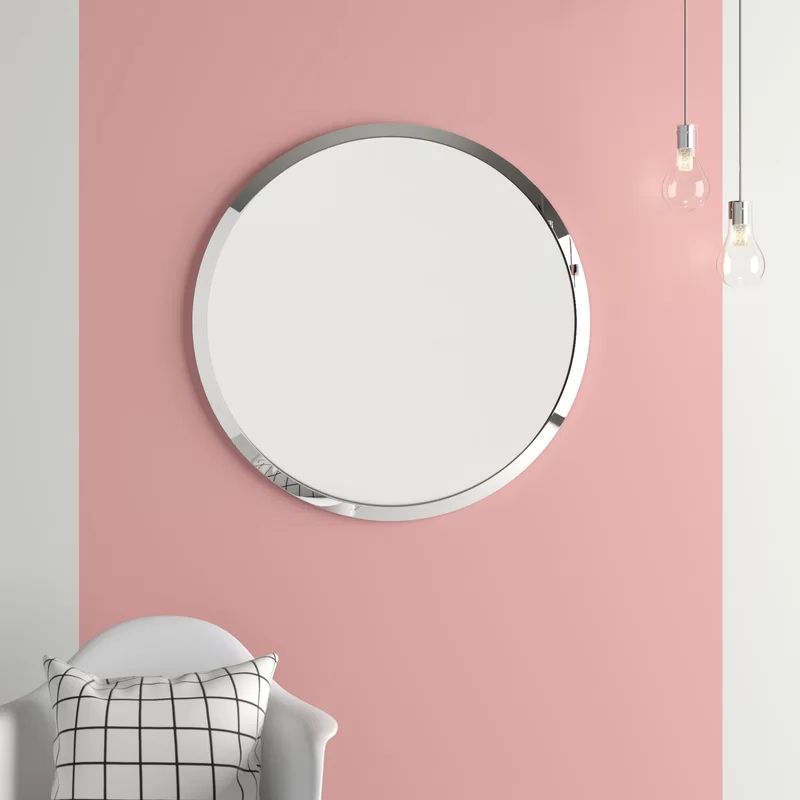 Round Frameless Beveled Mirrors In Fashionable Celeste Modern & Contemporary Beveled Frameless Round Wall Mirror In (View 5 of 15)