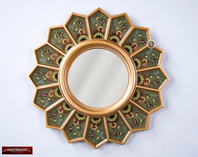 Round With Antique Gold Leaf Round Oversized Wall Mirrors (View 11 of 15)