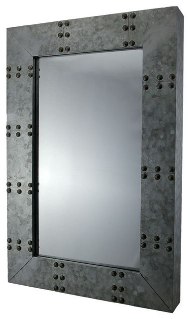 Rustic Industrial Black Frame Wall Mirrors Pertaining To Newest Industrial Galvanized Steel Framed Wall Mirror 19 X 11 – Wall Mirrors (View 6 of 15)