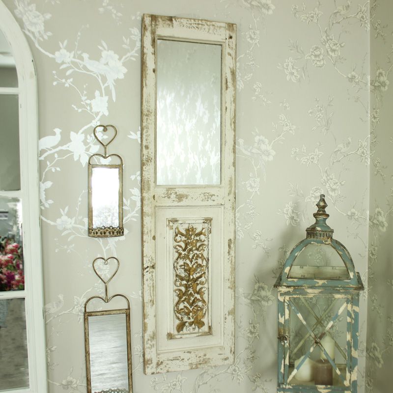 Rustic Wooden Distressed Wall Mirror Door Shutter Style Ornate Carved With Regard To Fashionable Rustic Getaway Wood Wall Mirrors (View 13 of 15)