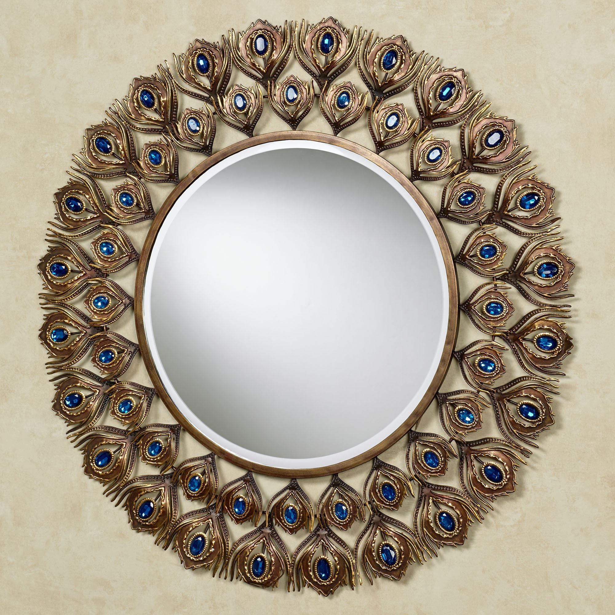 Scalloped Round Wall Mirrors With Well Liked Royal Peacock Jeweled Round Wall Mirror (View 6 of 15)