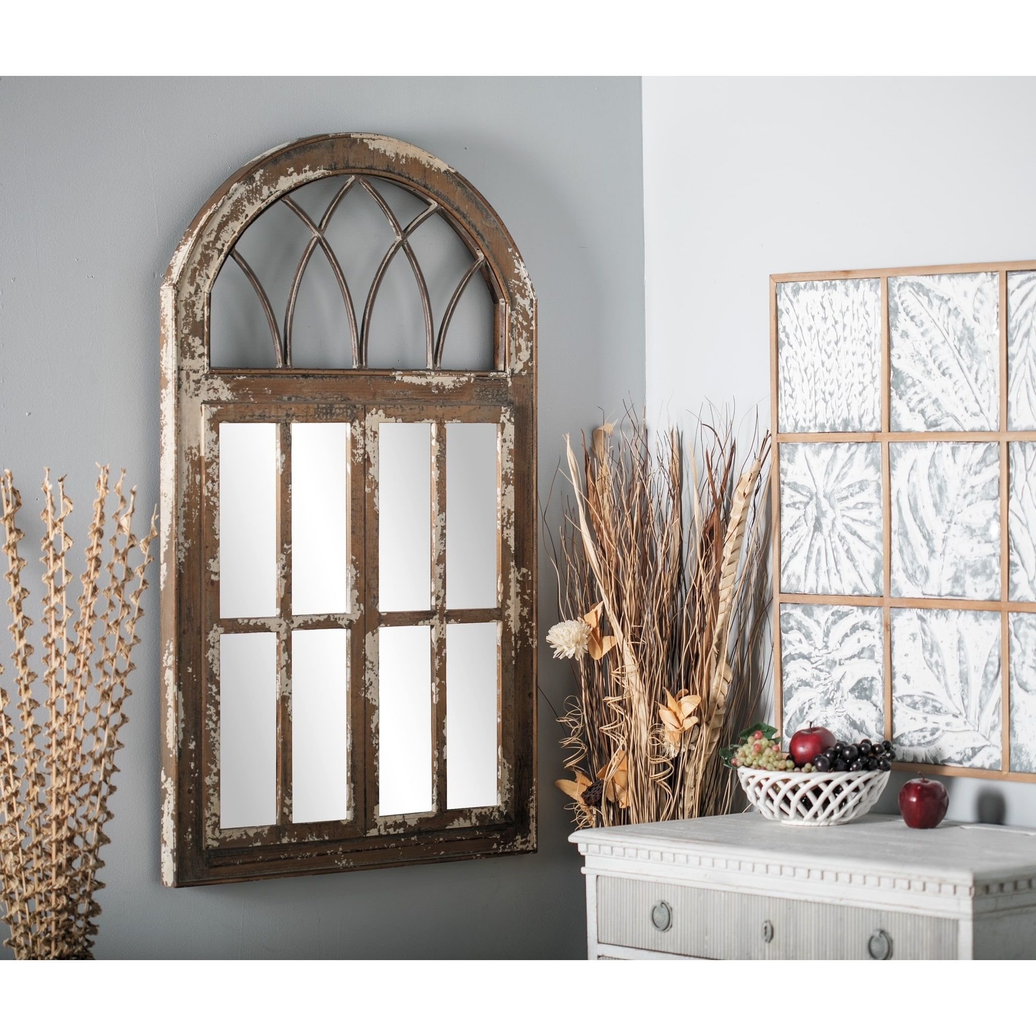 Shop Farmhouse 48 X 30 Inch Classic Brown Arched Wall Mirrorstudio Pertaining To Well Known Chestnut Brown Wall Mirrors (View 12 of 15)