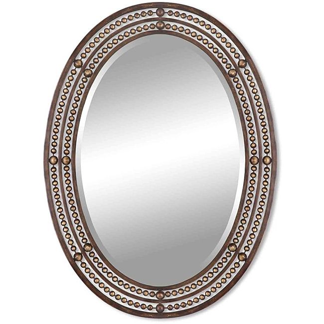Shop Uttermost Matney Distressed Bronze Metal Oval Framed Mirror – Free For Recent Distressed Dark Bronze Wall Mirrors (View 3 of 15)
