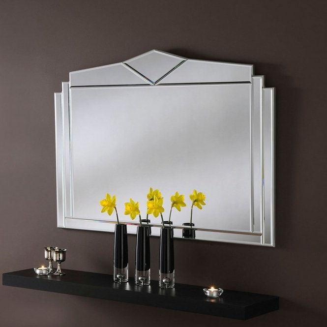 Silver Asymmetrical Wall Mirrors Intended For 2020 Decorative Art Deco Silver Wall Mirror (View 2 of 15)