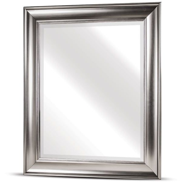 Silver Beveled Wall Mirrors Throughout Famous Shop Clarence Medium Rectangular Silver Textured Accent Framed Beveled (View 5 of 15)