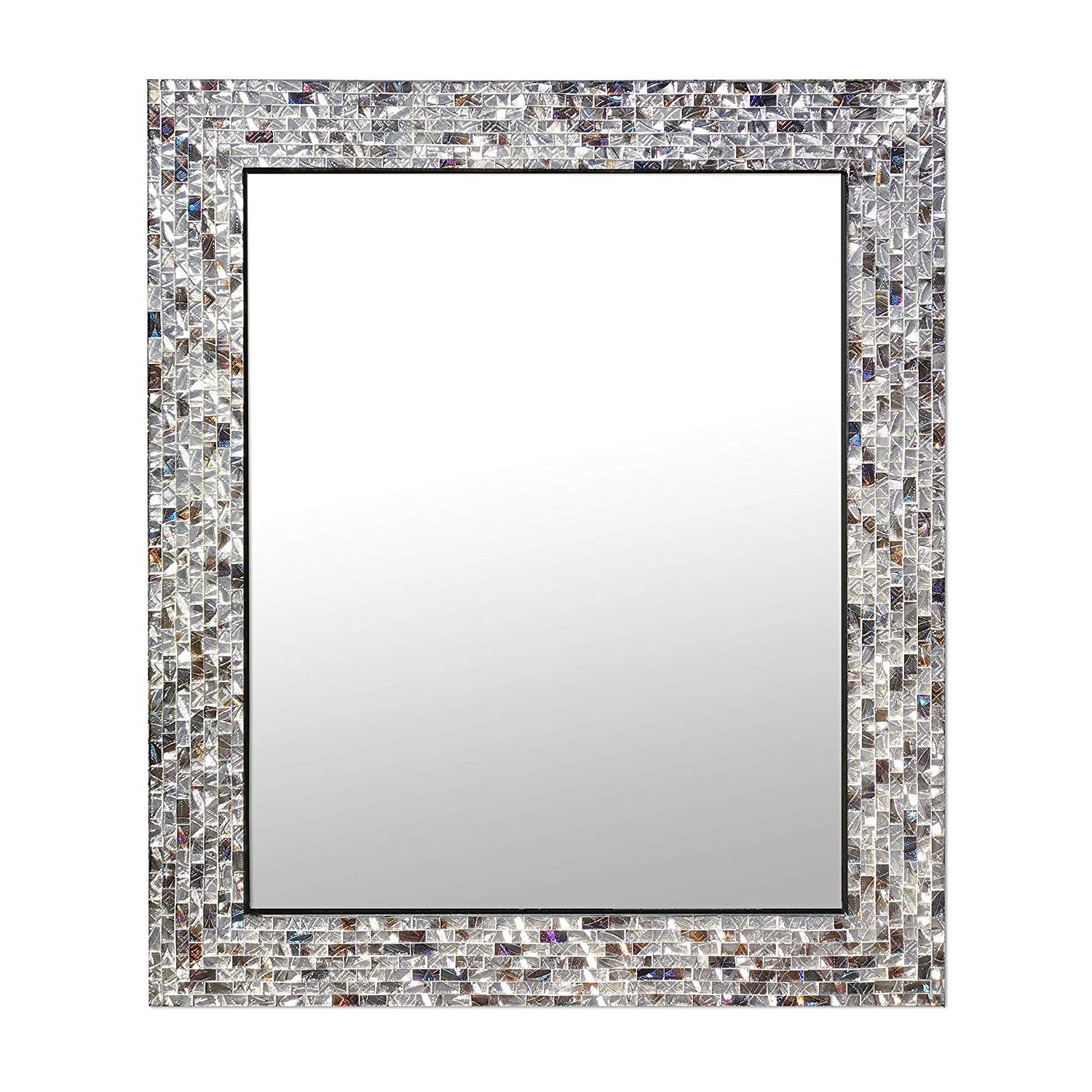 Silver Decorative Wall Mirrors Pertaining To Most Popular Multi Colored & Silver, Luxe Mosaic Glass Framed Wall Mirror (View 2 of 15)