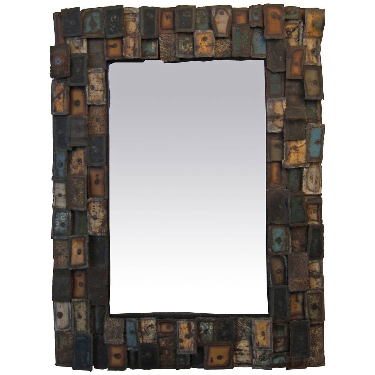 Silver Metal Cut Edge Wall Mirrors Inside Most Current Torch Cut Patchwork Metal Wall Mirror At 1stdibs (View 13 of 15)