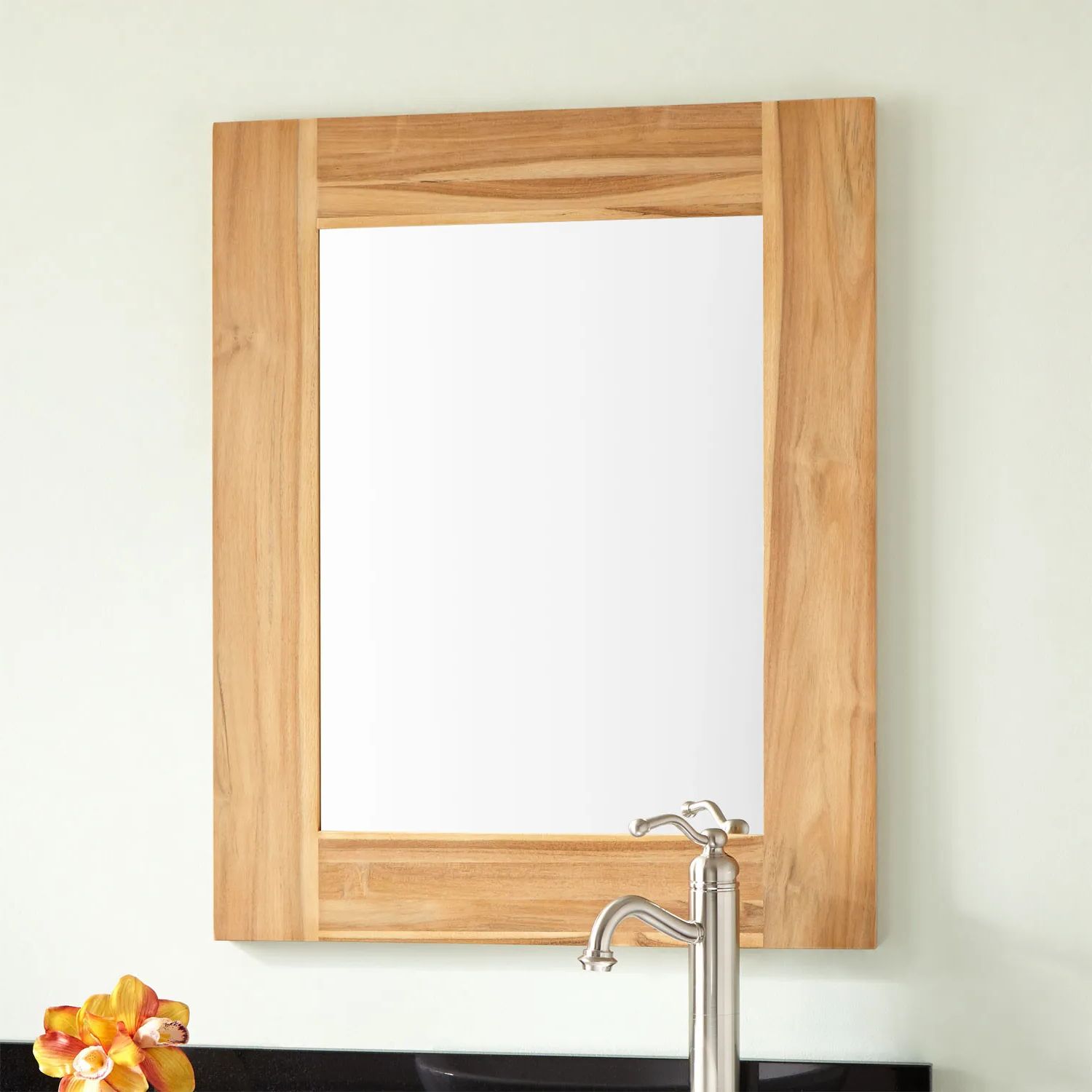 Trendy Bastian Teak Vanity Mirror – Natural Teak – Bathroom Mirrors – Bathroom Intended For Natural Wood Grain Vanity Mirrors (View 8 of 15)