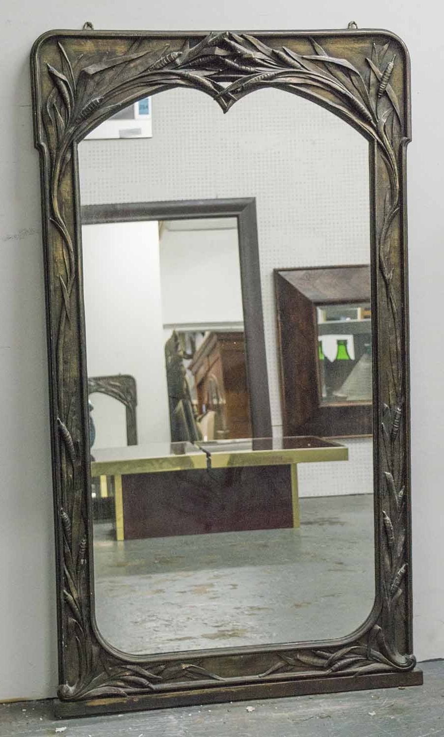 Trendy Bronze Arch Top Wall Mirrors Throughout Wall Mirror, Art Nouveau Bronze With Arched Bull Rush Cast Frame, 134cm (View 7 of 15)