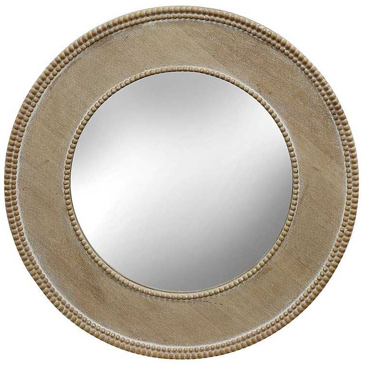 Trendy Organic Natural Wood Round Wall Mirrors Inside Wooden Round Beaded Mirror, 24 In (View 12 of 15)