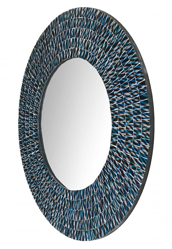 Trendy Round Bathroom Wall Mirrors For Decorshore 24 Inch Round Wall Mirror Decorative Glass Mosaic Bathroom (View 8 of 15)