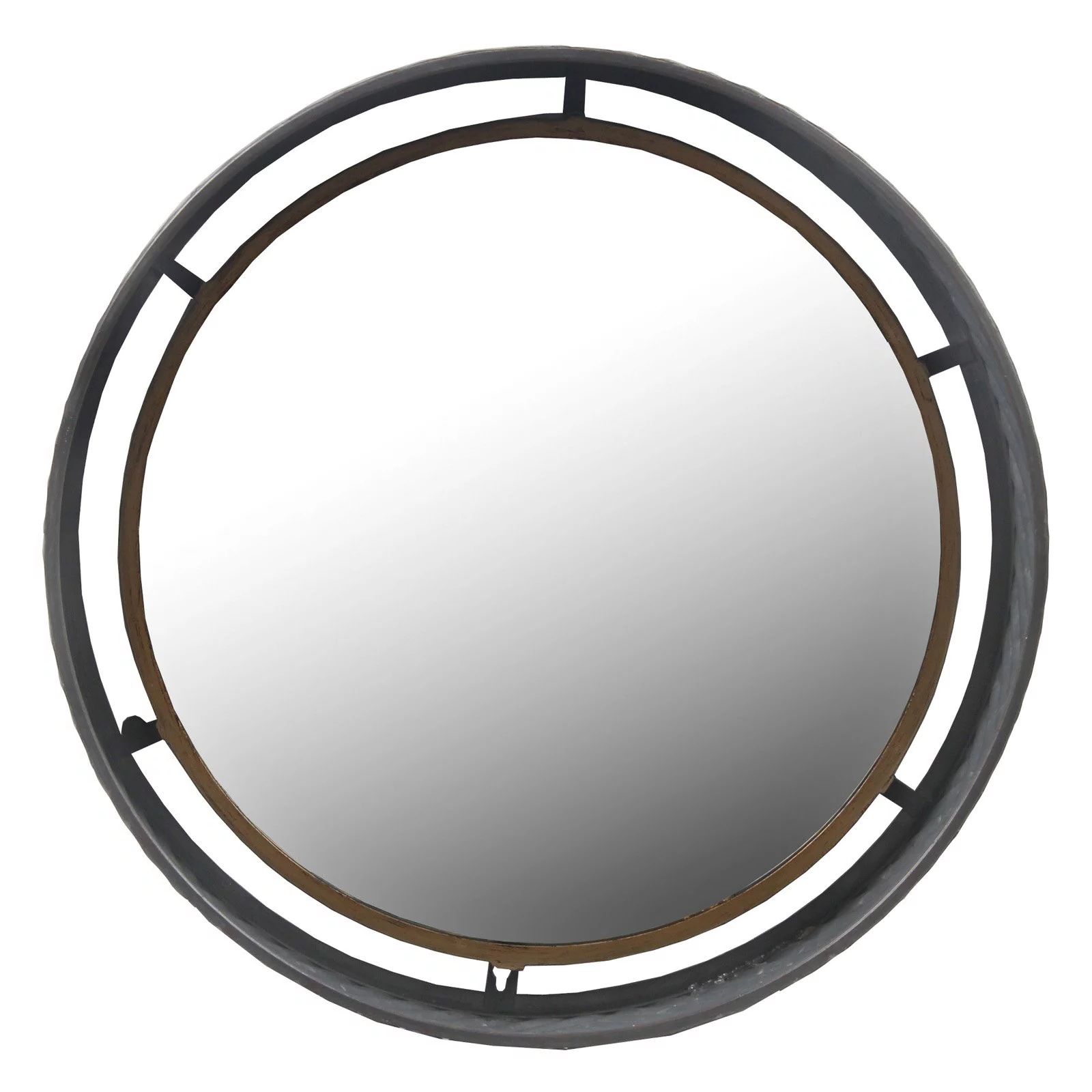 Trendy Woven Bronze Metal Wall Mirrors With Regard To Privilege International Industrial Round Metal Wall Mirror – Walmart (View 8 of 15)