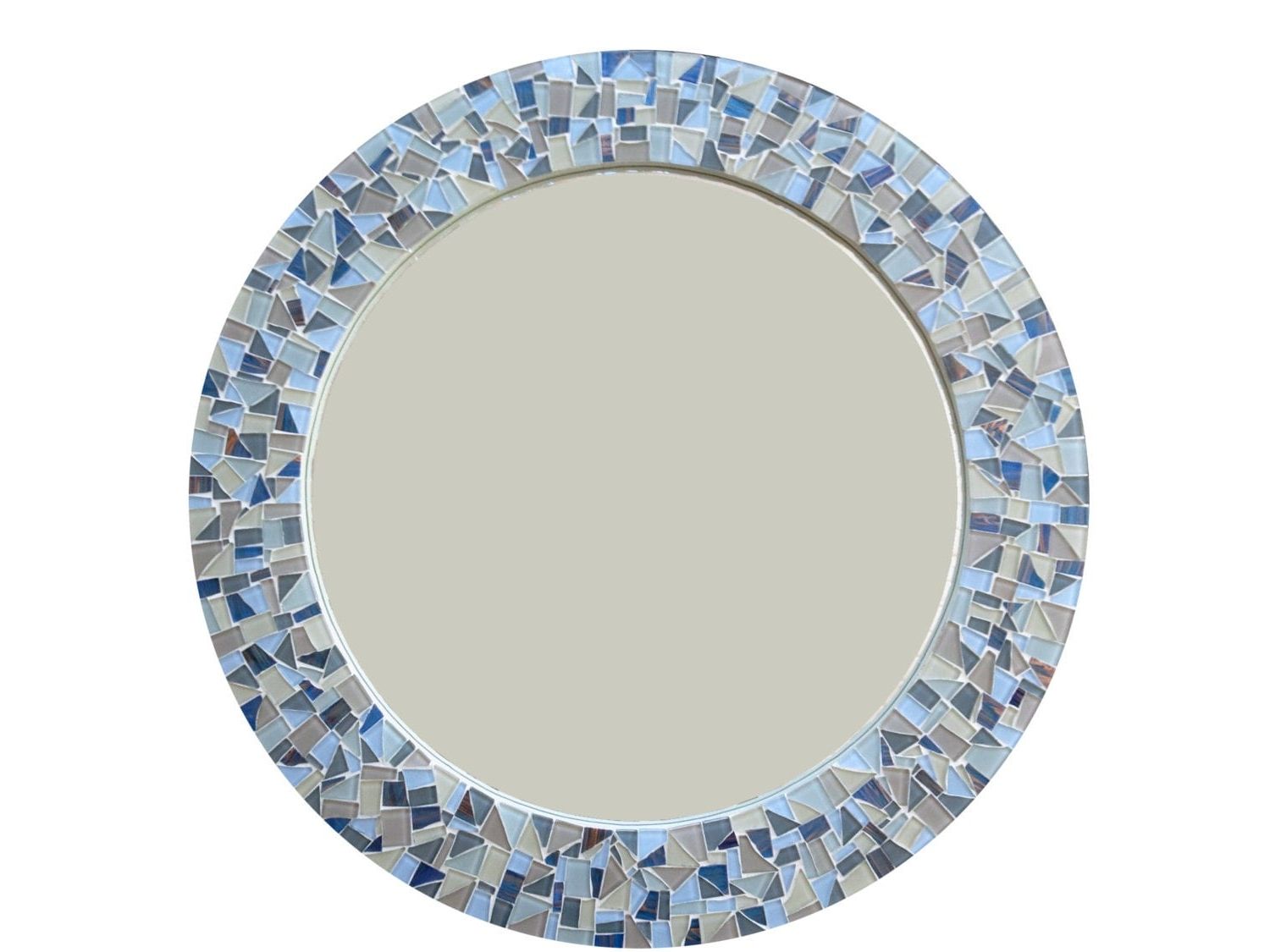 Tropical Blue Wall Mirrors For 2019 Round Mirror Mosaic Wall Mirror Blue Gray And Tan Cottage (View 10 of 15)