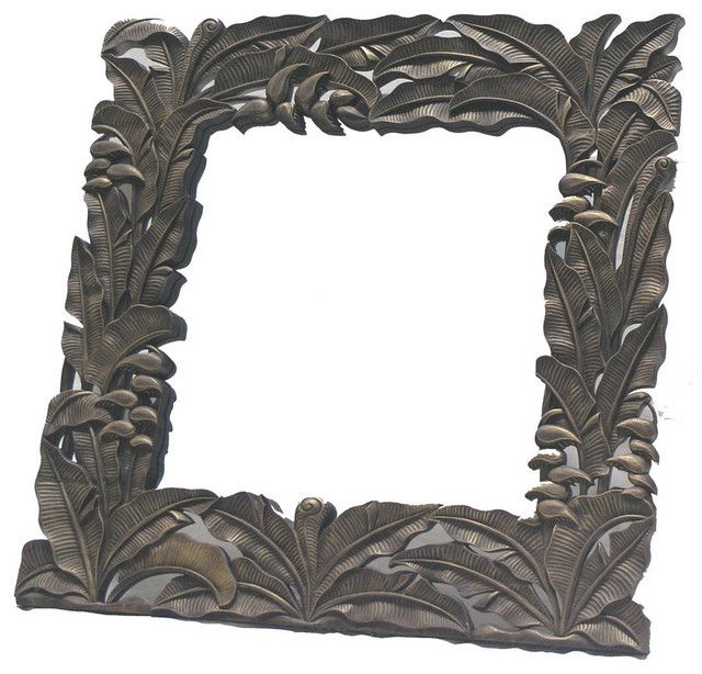 Tropical Blue Wall Mirrors Intended For Favorite Hand Carved Wood Square Frame With Mirror – Tropical – Wall Mirrors (View 5 of 15)