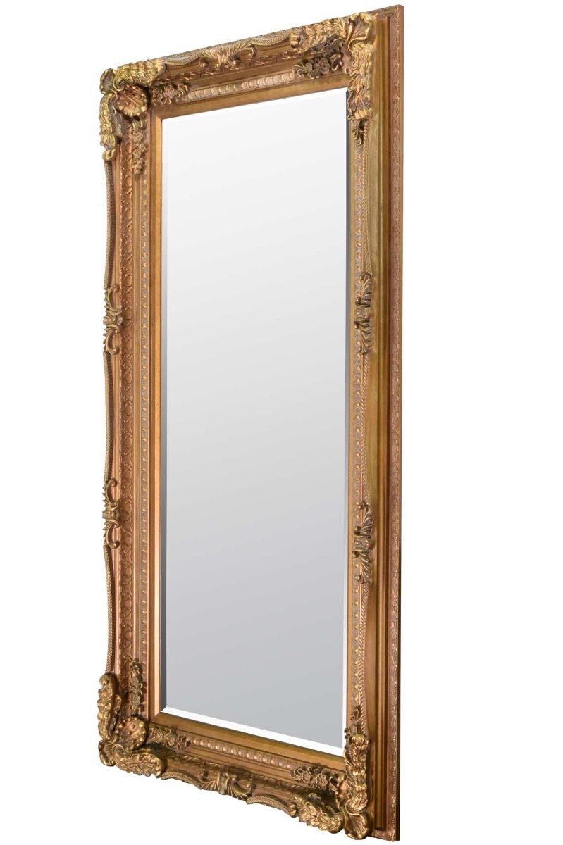 Ultra Brushed Gold Rectangular Framed Wall Mirrors Throughout 2019 Large Lois Leaner Antique Full Length Gold Wall Mirror 5ft9 X 2ft (View 12 of 15)